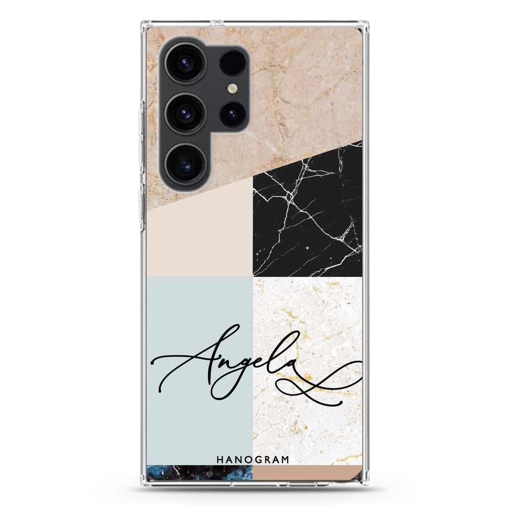 Marble Abstract V Samsung Galaxy Ultra 可加名字透明保護殼，適用 S26/S25/S24/S23 Ultra，圖1