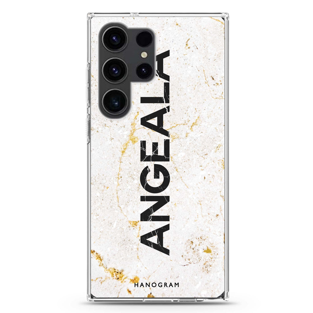 White Marble Samsung Galaxy Ultra 可加名字透明保護殼，適用 S26/S25/S24/S23 Ultra，圖1