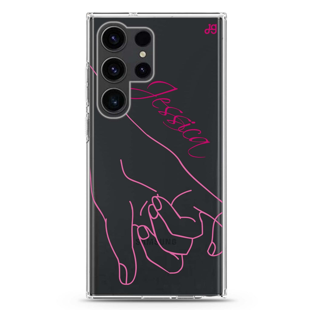 Left Hand Pinky Bump Samsung Galaxy Ultra 可加名字透明保護殼，適用 S26/S25/S24/S23 Ultra，圖1