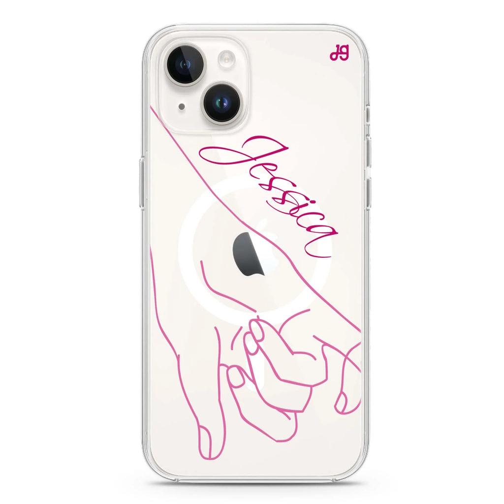 Left Hand Pinky Bump iPhone 14 Magsafe 兼容水晶透明保護殼
