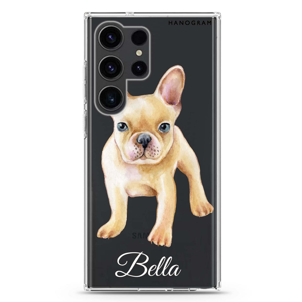 Cute Dog Samsung Galaxy Ultra 可加名字透明保護殼，適用 S26/S25/S24/S23 Ultra，圖1
