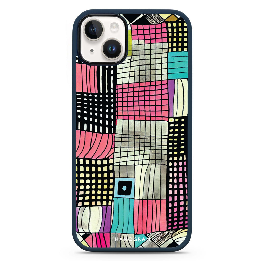 Abstract Checked Pattern iPhone 14 Plus Magsafe 兼容防衝擊保護殼