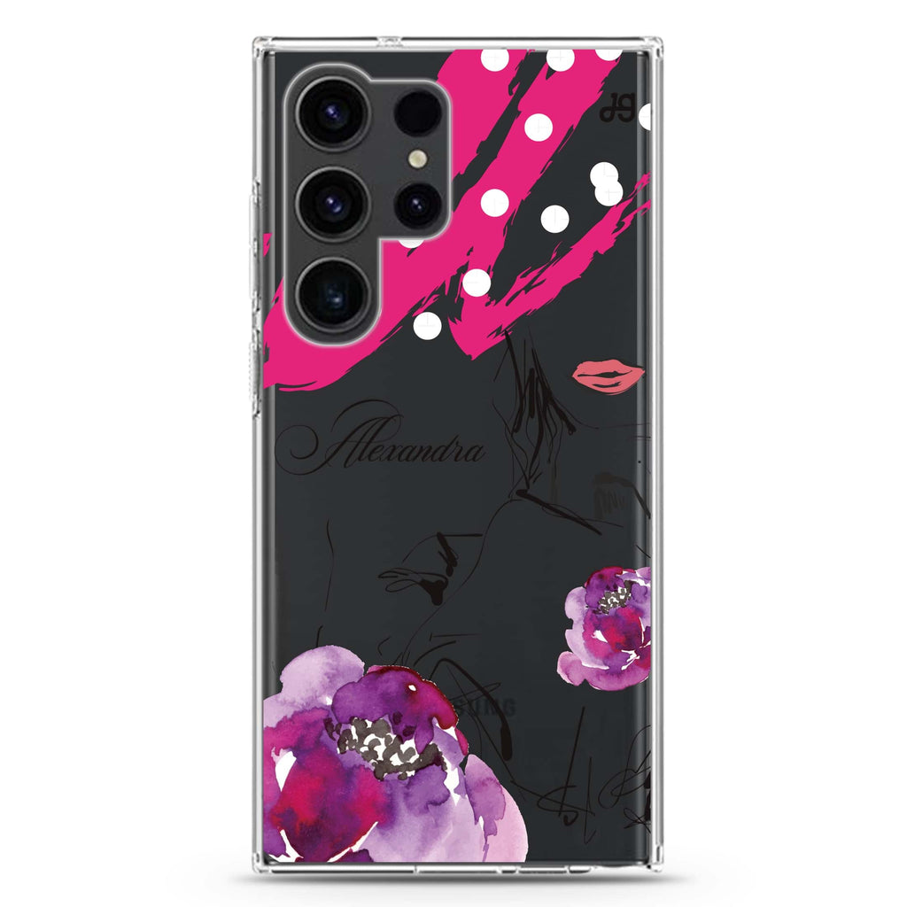 Floral Makeup Samsung Galaxy Ultra 可加名字透明保護殼，適用 S26/S25/S24/S23 Ultra，圖1