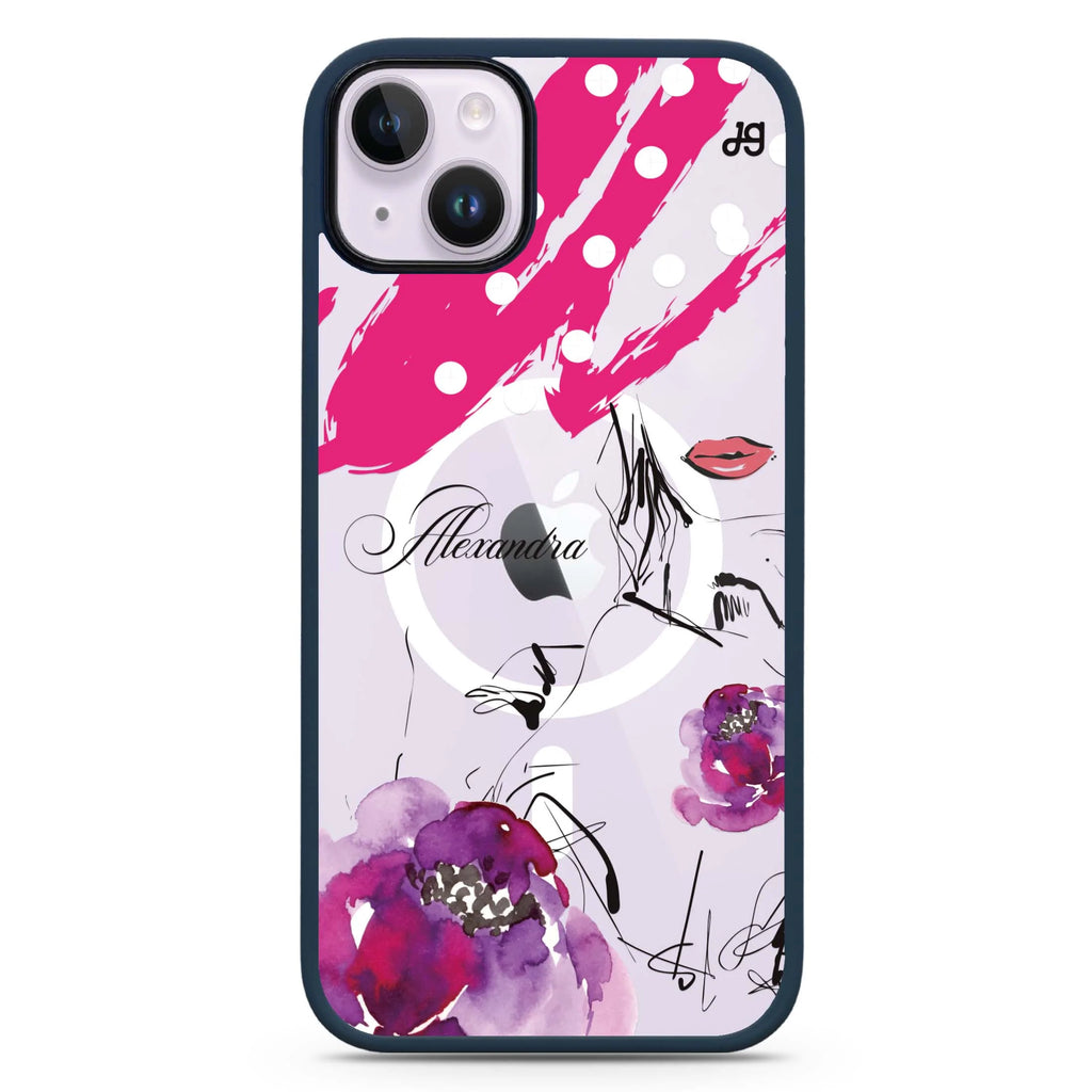 Floral Makeup iPhone 14 Plus Magsafe 兼容防衝擊保護殼