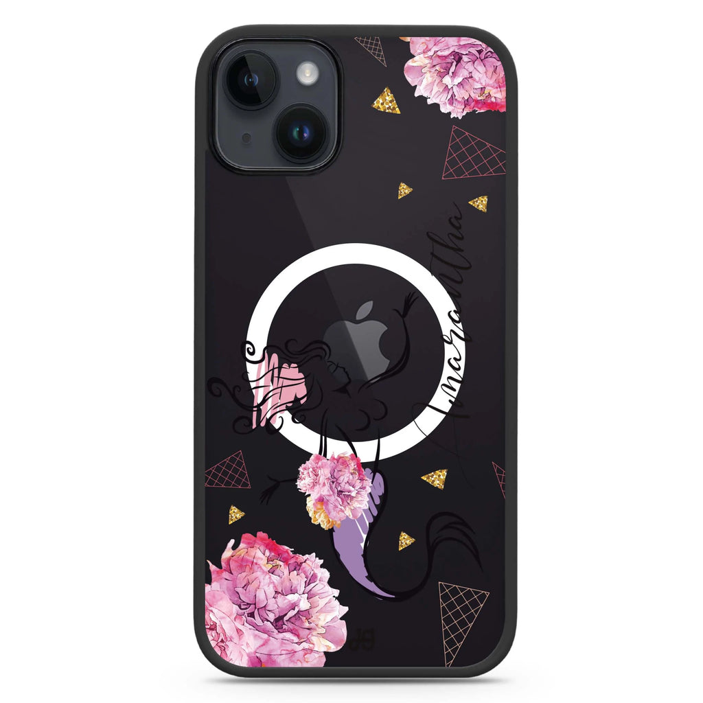 Mermaid With Flower iPhone 14 Plus Magsafe 兼容防衝擊保護殼