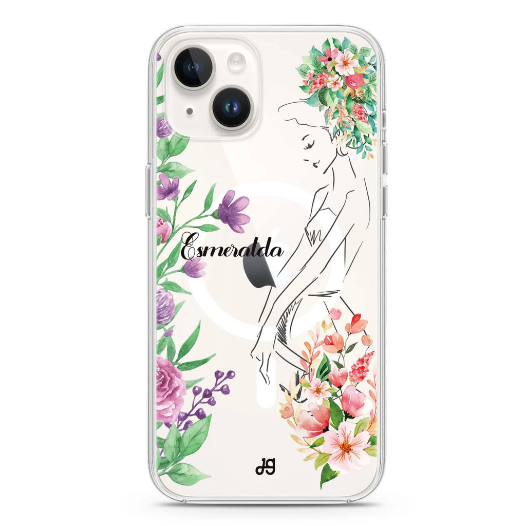 Floral Bride I iPhone 14 Magsafe 兼容水晶透明保護殼