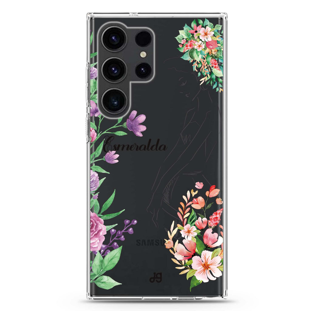 Floral Bride I Samsung Galaxy Ultra 可加名字透明保護殼，適用 S26/S25/S24/S23 Ultra，圖1