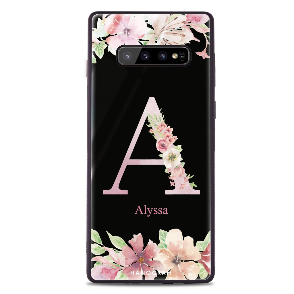 Monogram & Floral Samsung 超薄強化玻璃殻