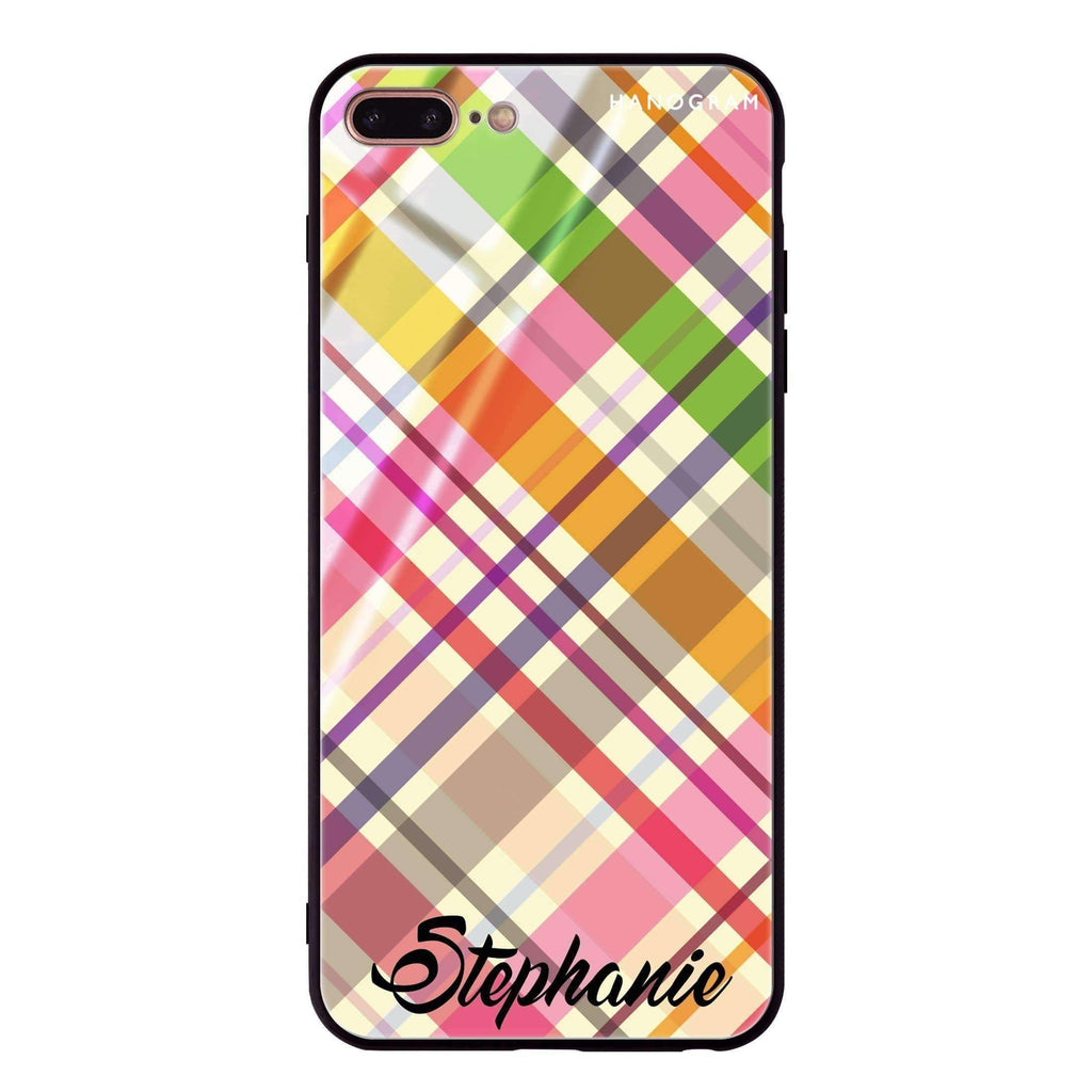 Colourful Checker Custom Name iPhone 7 Plus 超薄強化玻璃殻