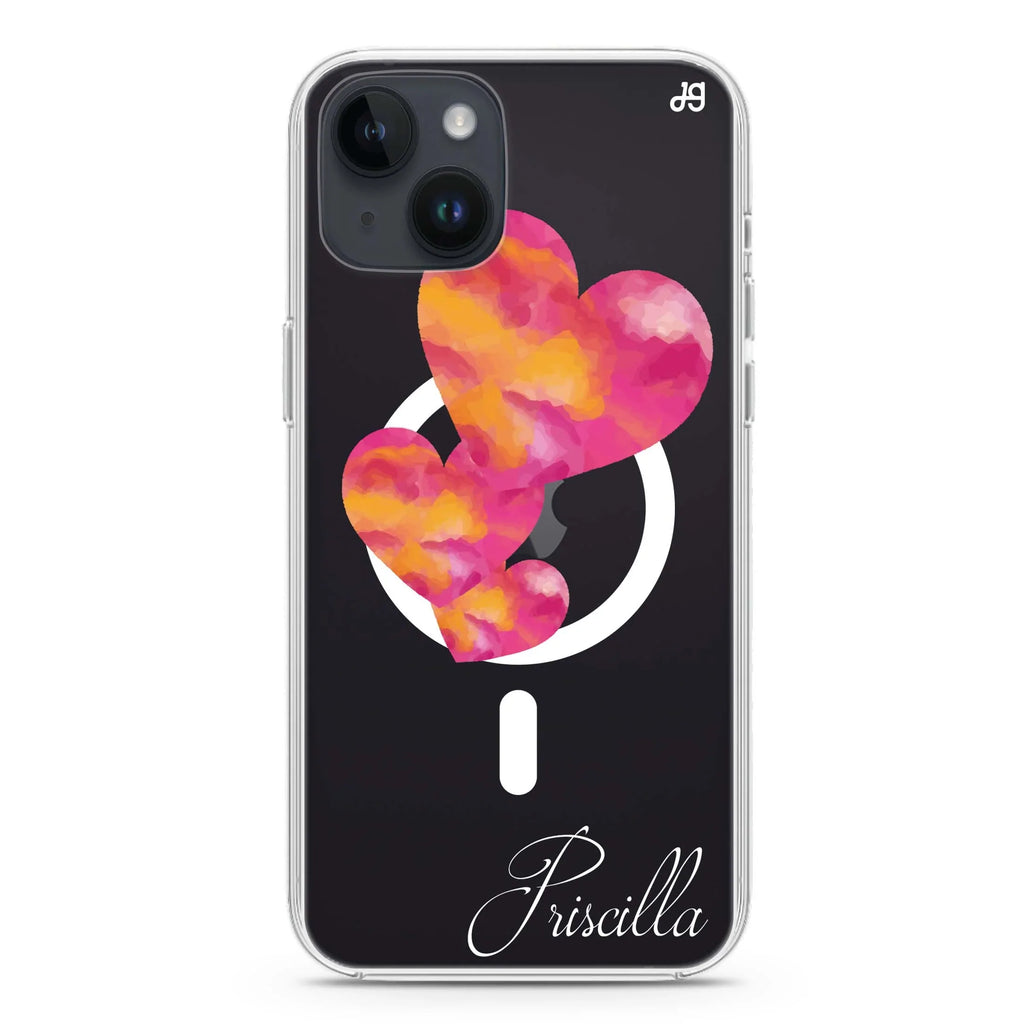 Red Hearts iPhone 14 Magsafe 兼容水晶透明保護殼