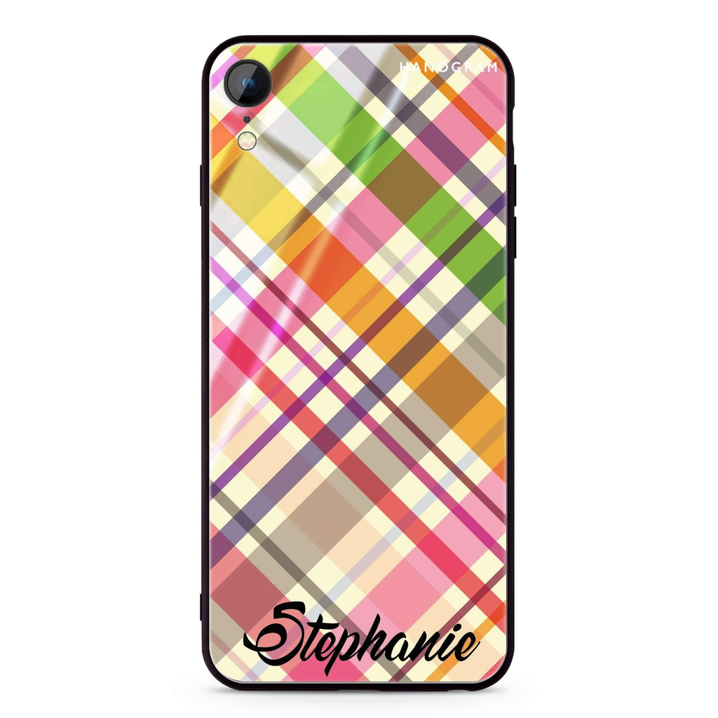 Colourful Checker Custom Name iPhone XR 超薄強化玻璃殻