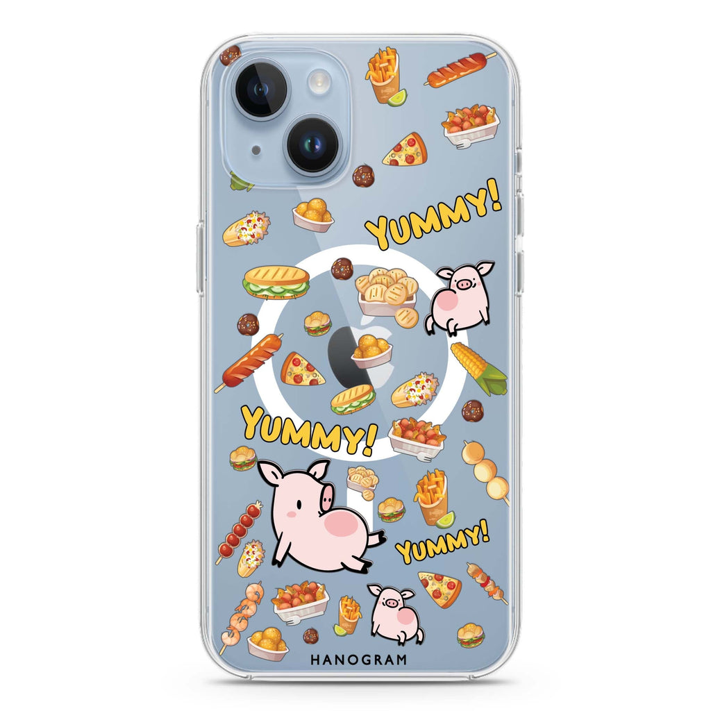 Yummy Piggy iPhone 14 Magsafe 兼容水晶透明保護殼