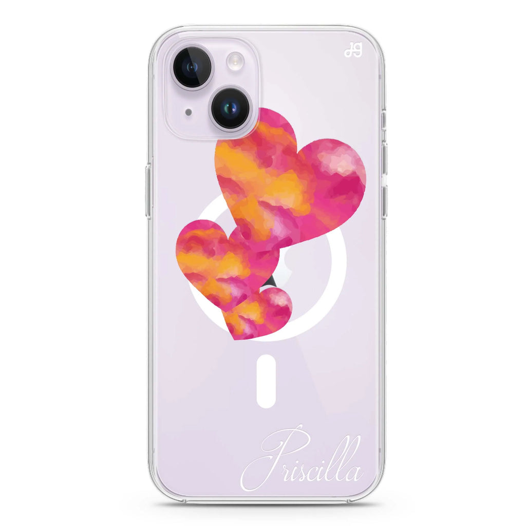 Red Hearts iPhone 14 Plus Magsafe 兼容水晶透明保護殼