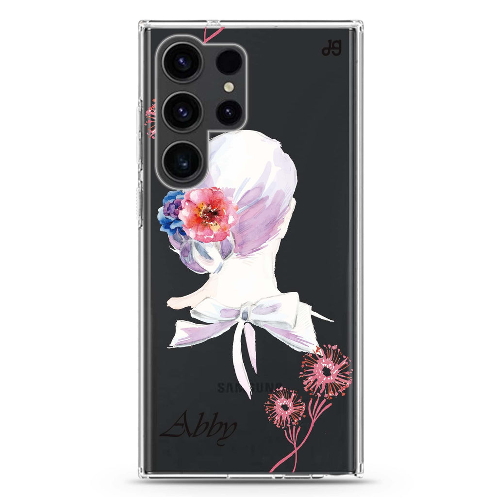 Floral Bride II Samsung Galaxy Ultra 可加名字透明保護殼，適用 S26/S25/S24/S23 Ultra，圖1