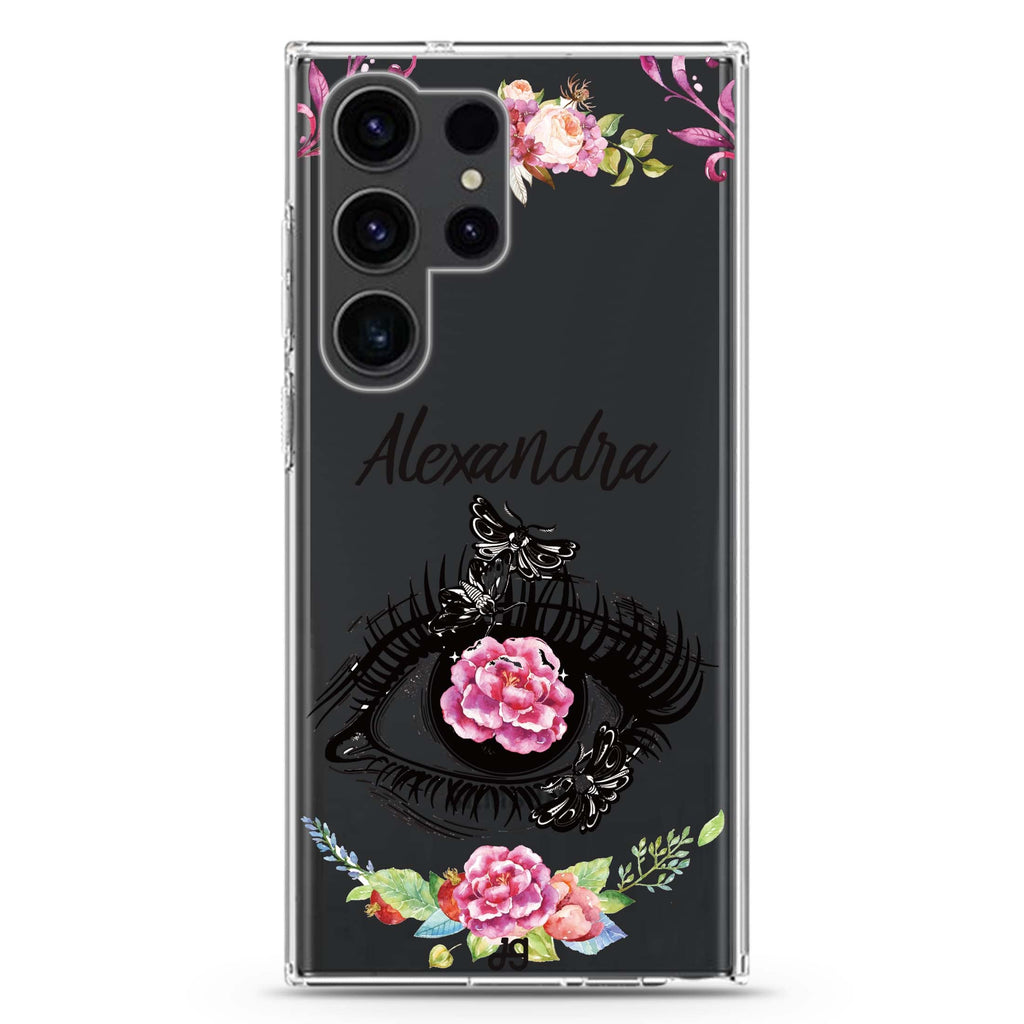 Flower in Eye Samsung Galaxy Ultra 可加名字透明保護殼，適用 S26/S25/S24/S23 Ultra，圖1