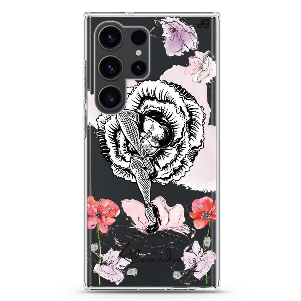 Dancing Flora Samsung Galaxy Ultra 可加名字透明保護殼，適用 S26/S25/S24/S23 Ultra，圖1