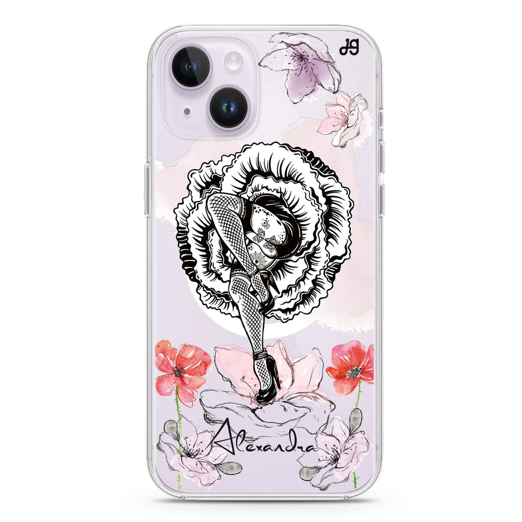 Dancing Flora iPhone 14 Magsafe 兼容水晶透明保護殼