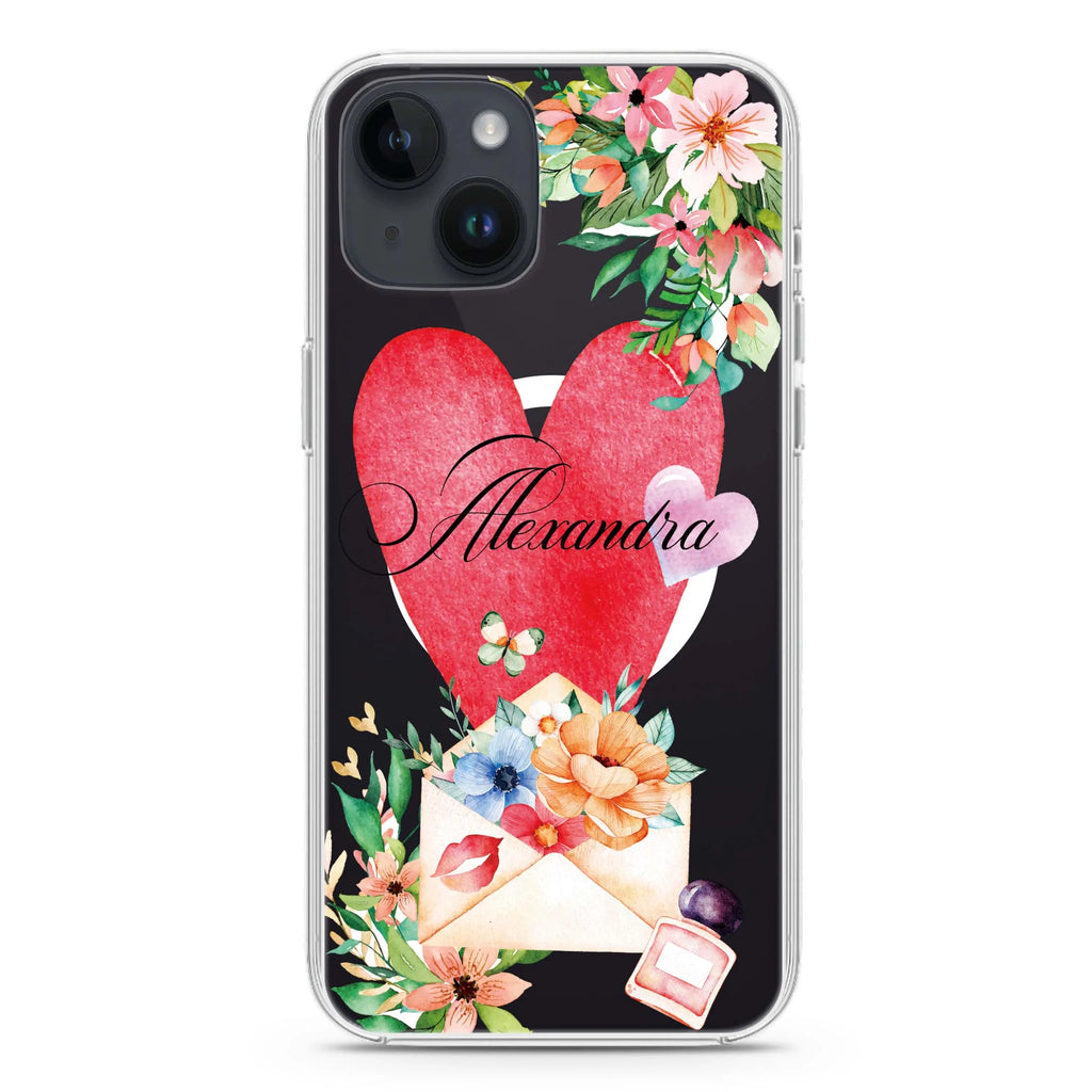 Floral Love Letter iPhone 14 Plus Magsafe 兼容水晶透明保護殼