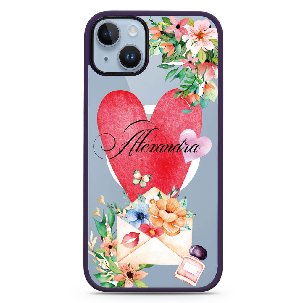 Floral Love Letter iPhone 14 Plus Magsafe 兼容防衝擊保護殼
