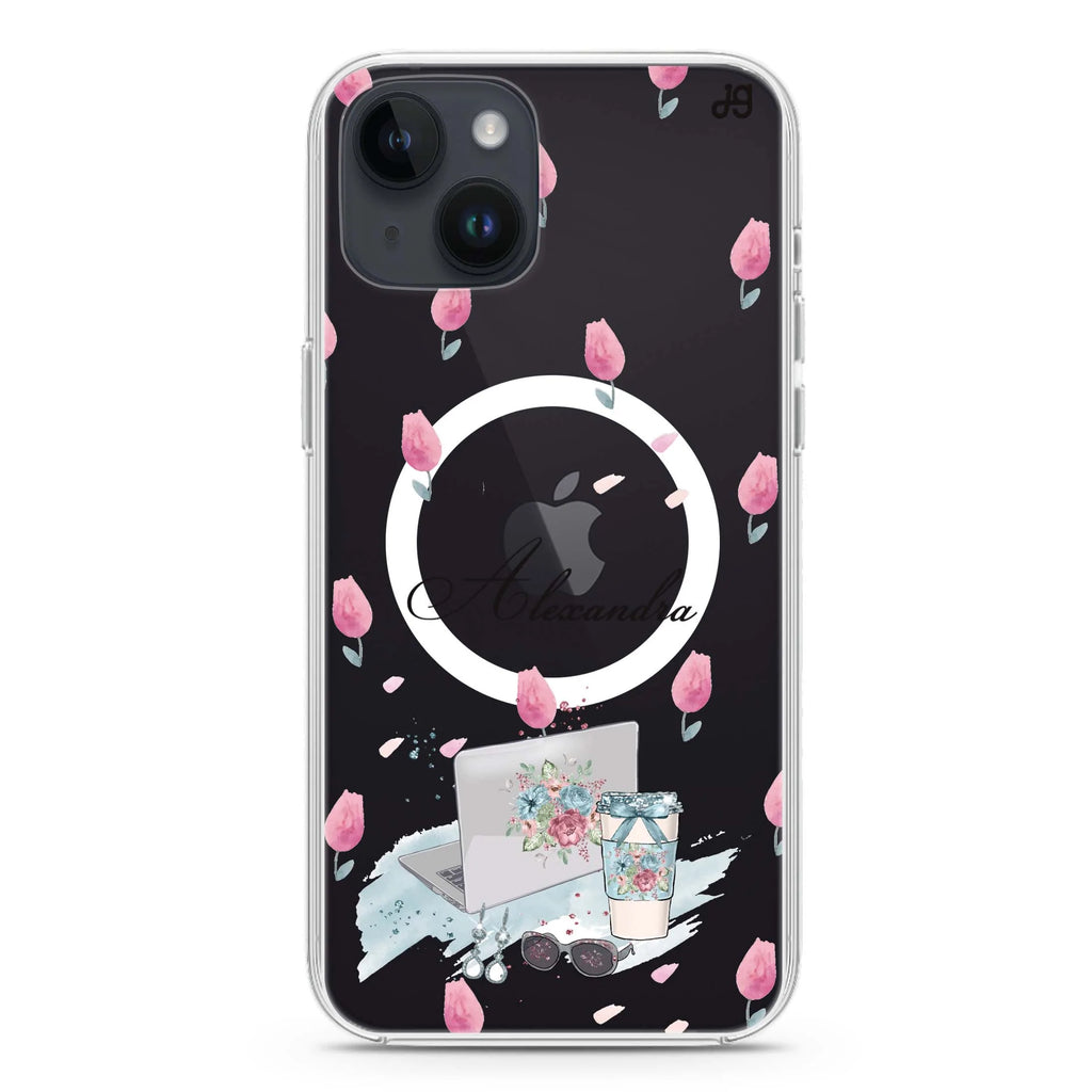My Foral Lifestyle iPhone 14 Plus Magsafe 兼容水晶透明保護殼