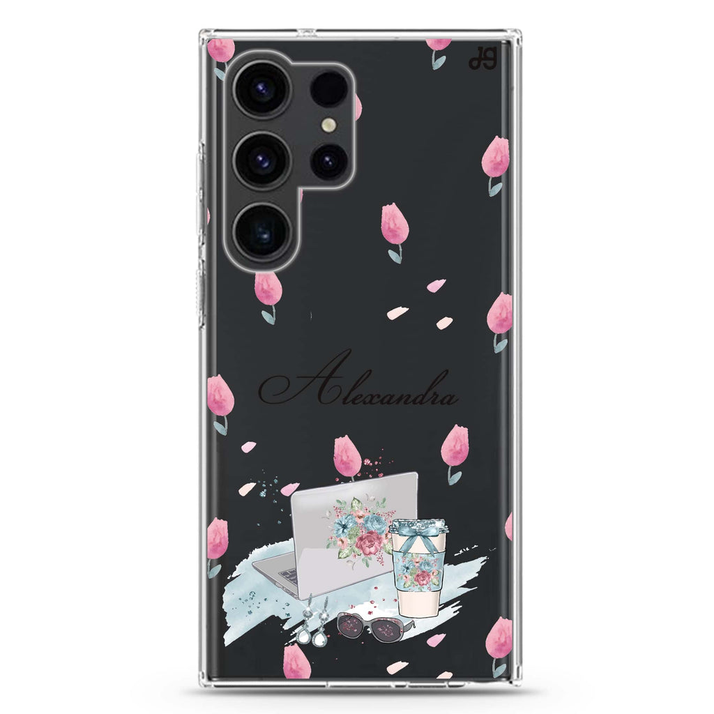 My Foral Lifestyle Samsung Galaxy Ultra 可加名字透明保護殼，適用 S26/S25/S24/S23 Ultra，圖1