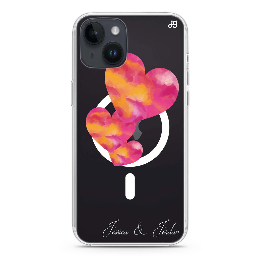 Red Hearts iPhone 14 Plus Magsafe 兼容水晶透明保護殼
