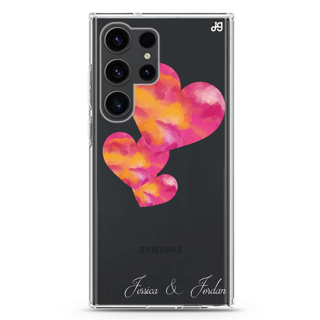 Red Hearts Samsung Galaxy Ultra 可加名字透明保護殼，適用 S26/S25/S24/S23 Ultra，圖1