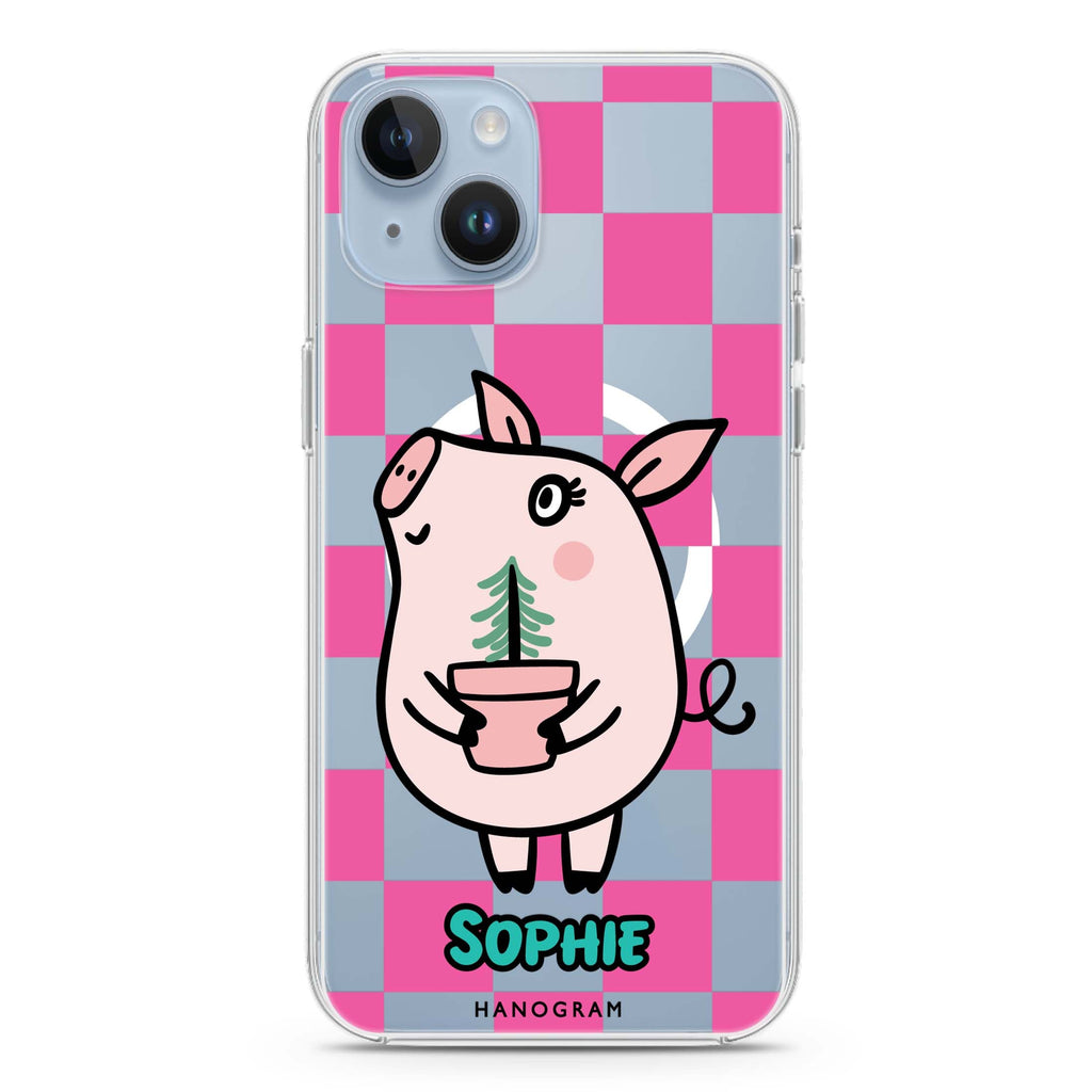 Lovely Pig iPhone 14 Plus Magsafe 兼容水晶透明保護殼