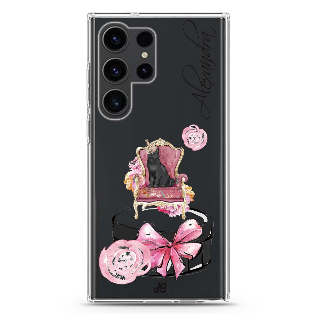 The Queen Like A Cat Samsung Galaxy Ultra 可加名字透明保護殼，適用 S26/S25/S24/S23 Ultra，圖1