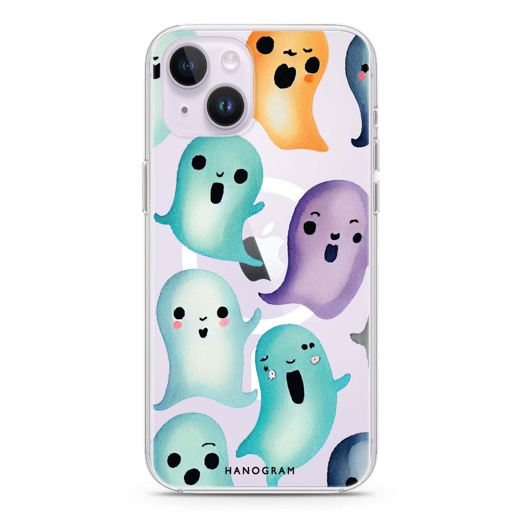 Cute Ghost iPhone 14 Plus Magsafe 兼容水晶透明保護殼
