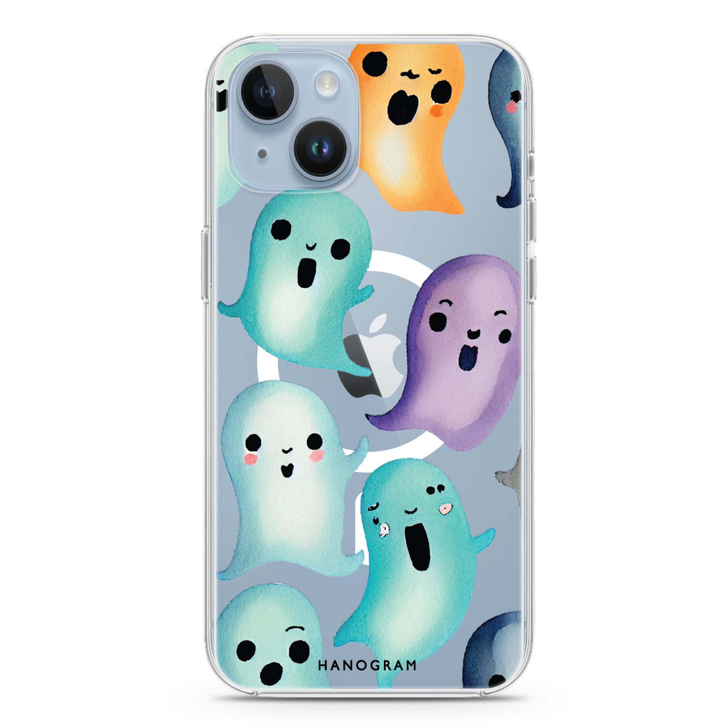 Cute Ghost iPhone 14 Magsafe 兼容水晶透明保護殼