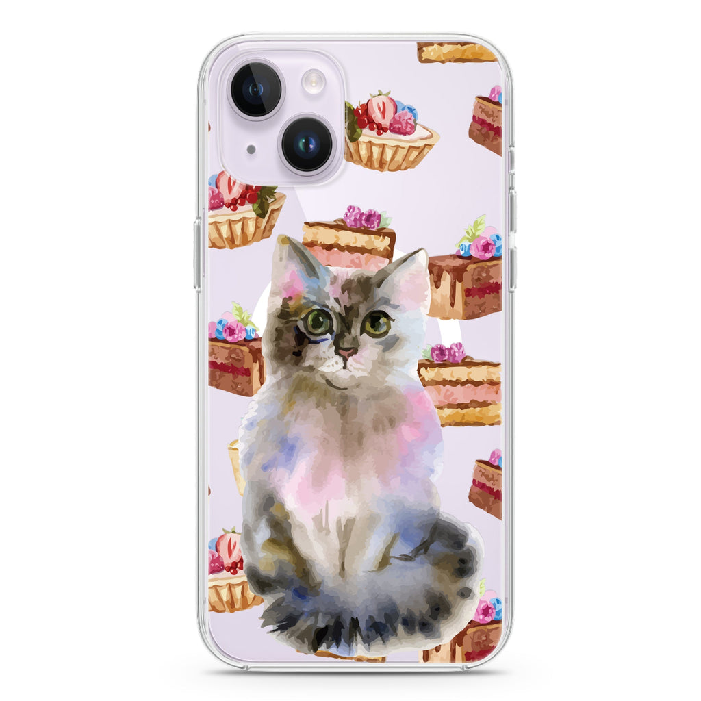 Watercolour Cat iPhone 14 Plus Magsafe 兼容水晶透明保護殼
