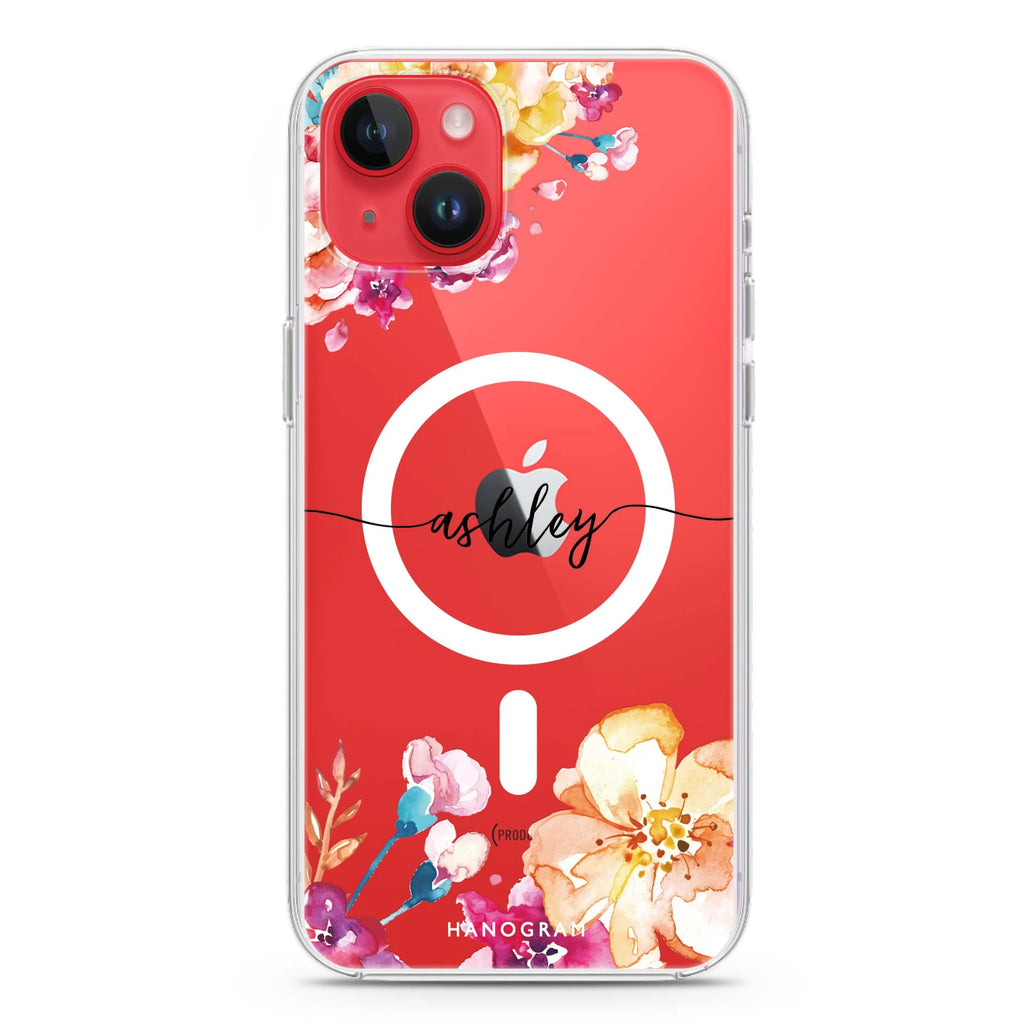 Art of Flowers iPhone 14 Plus Magsafe 兼容水晶透明保護殼