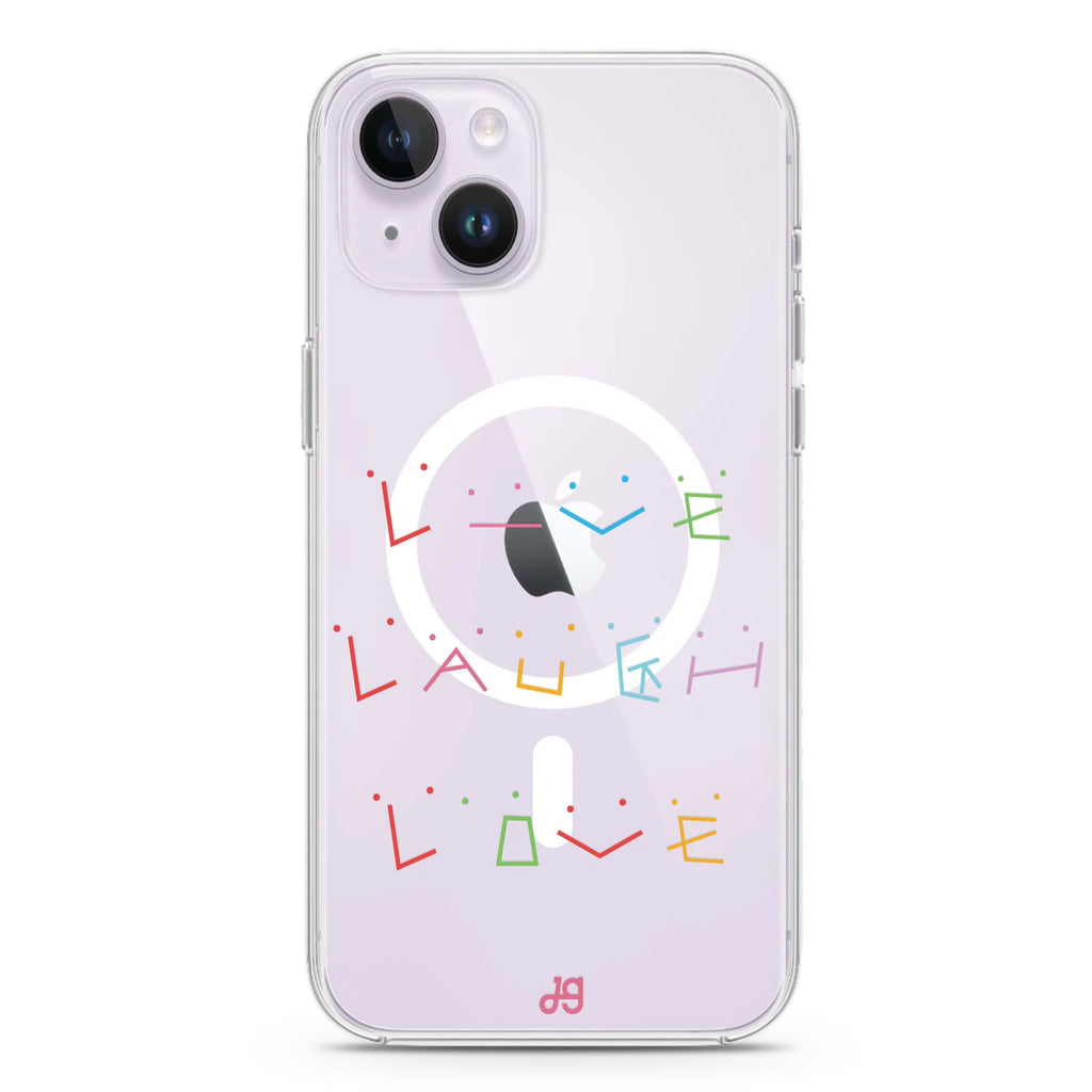 Live Laugh Love iPhone 14 Plus Magsafe 兼容水晶透明保護殼
