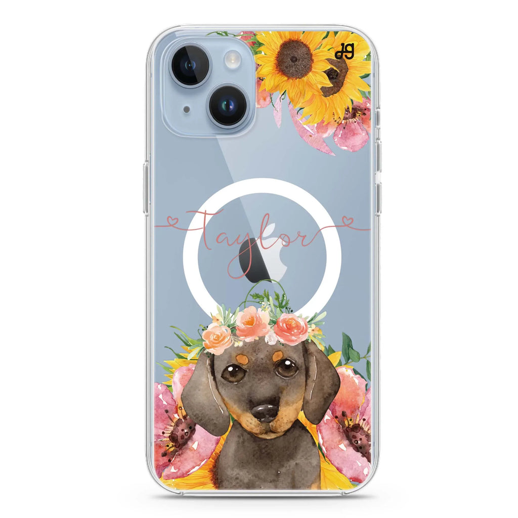 Sunflower Puppy iPhone 14 Magsafe 兼容水晶透明保護殼