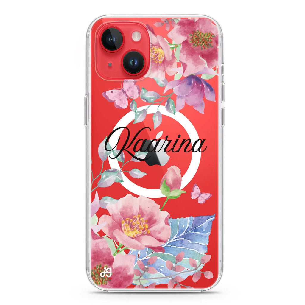 Butterfly Garden iPhone 14 Magsafe 兼容水晶透明保護殼