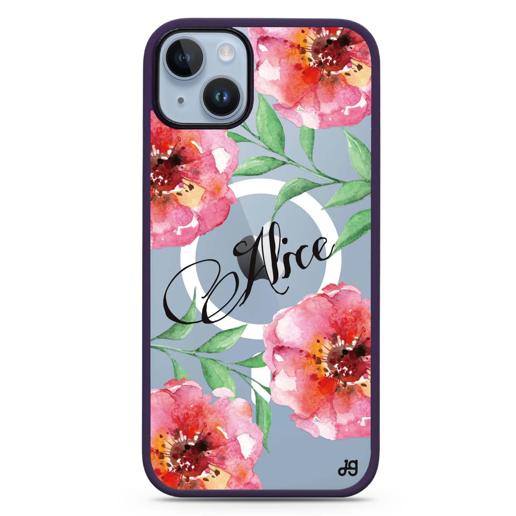 Watercolor Peonies iPhone 14 Plus Magsafe 兼容防衝擊保護殼
