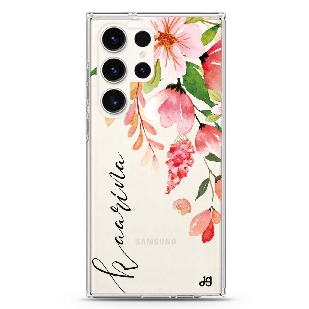 Watercolor Blossom Samsung Galaxy Ultra 可加名字透明保護殼，適用 S26/S25/S24/S23 Ultra，圖1