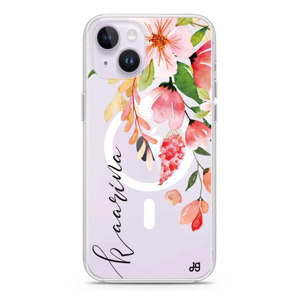 Watercolor Blossom iPhone 14 Magsafe 兼容水晶透明保護殼