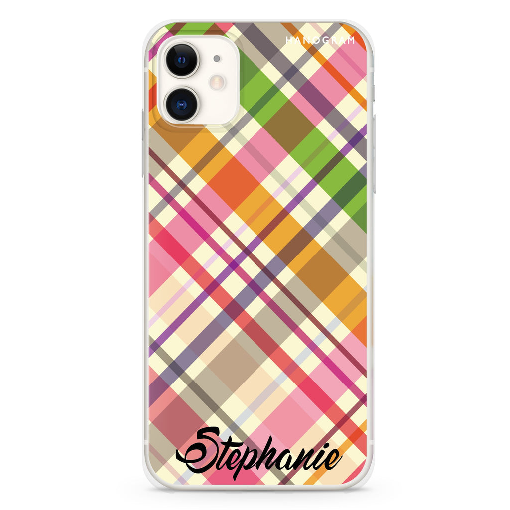Colourful Checker Custom Name iPhone 11 水晶透明保護殼