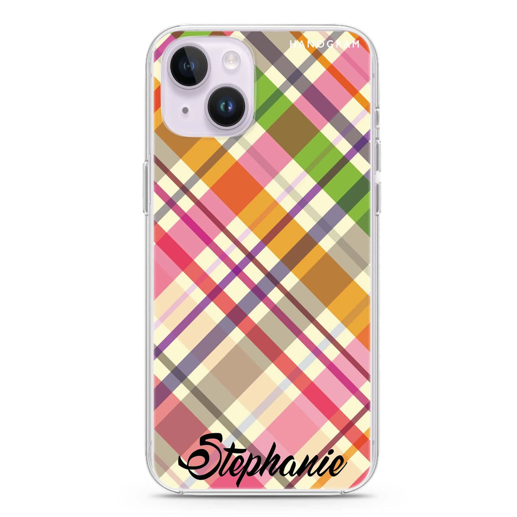 Colourful Checker Custom Name iPhone 14 水晶透明保護殼