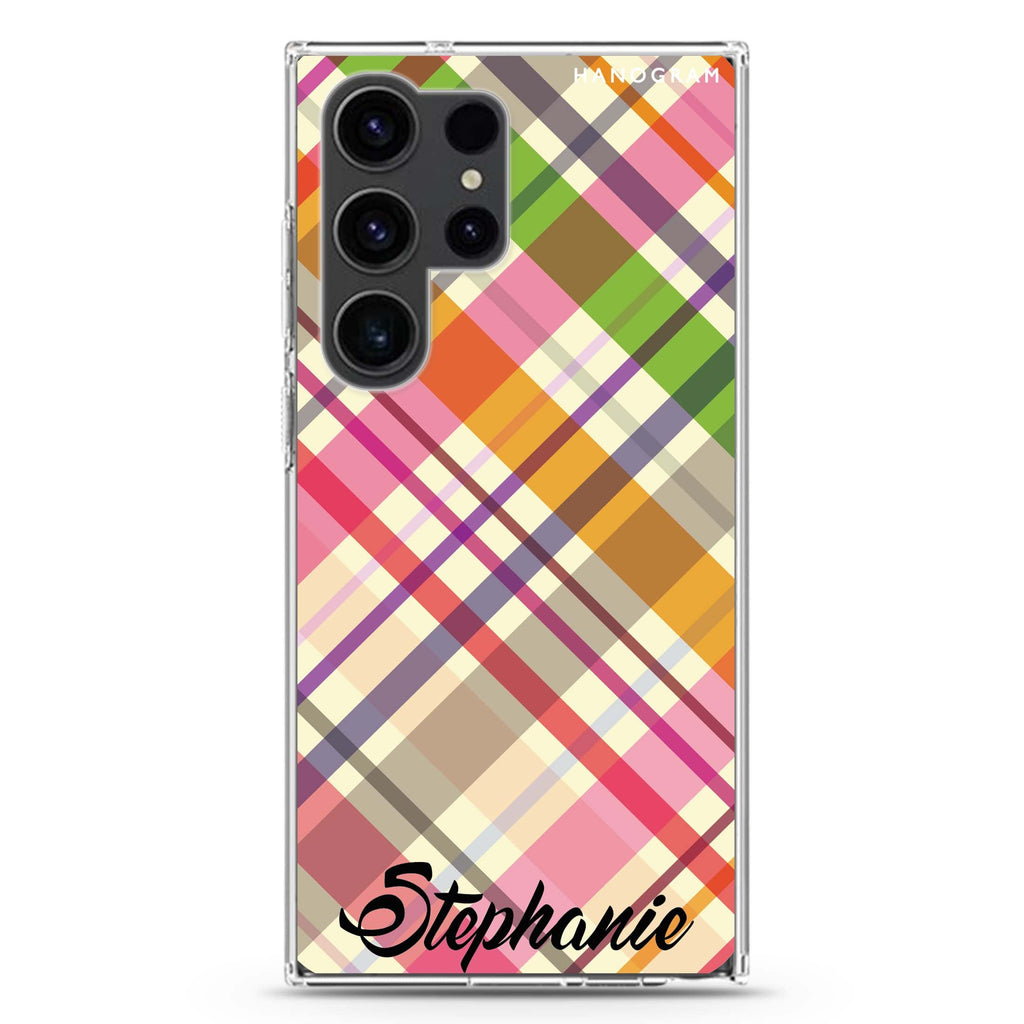 Colourful Checker Custom Name Samsung Galaxy Ultra 可加名字透明保護殼，適用 S26/S25/S24/S23 Ultra，圖1