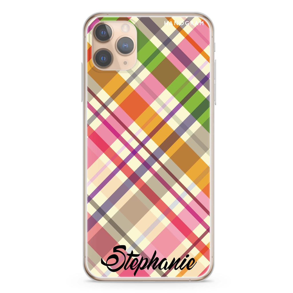 Colourful Checker Custom Name iPhone 11 Pro Max 水晶透明保護殼