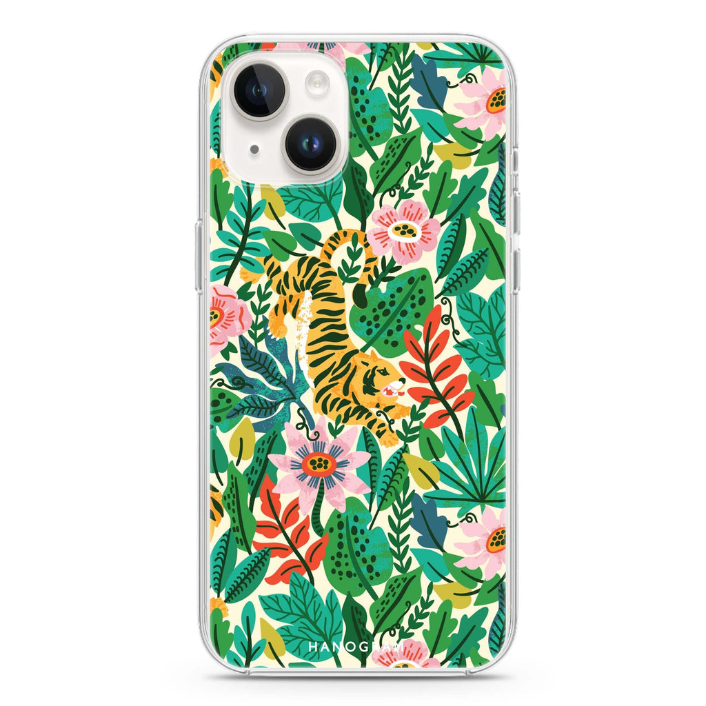 Tiger & Floral iPhone 14 水晶透明保護殼