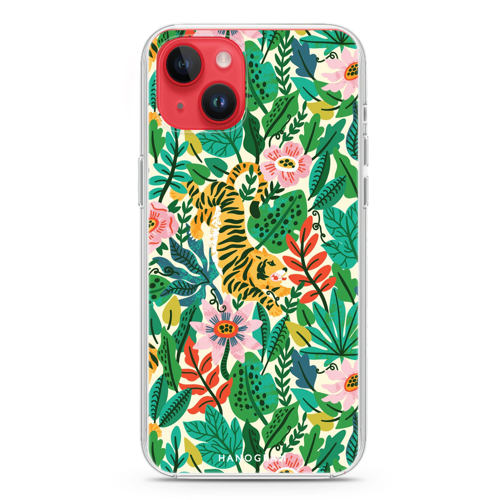 Tiger & Floral iPhone 14 Plus Magsafe 兼容水晶透明保護殼