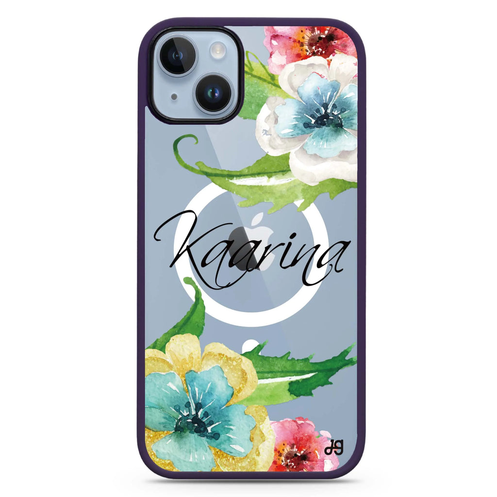 Golden and White Anemones iPhone 14 Plus Magsafe 兼容防衝擊保護殼