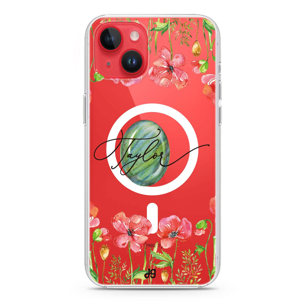 The Greengem Flowers iPhone 14 Plus Magsafe 兼容水晶透明保護殼