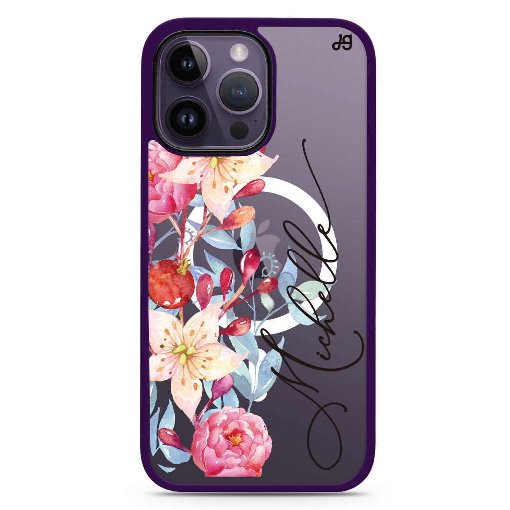 Pink Watercolor Floral Bouquet Magsafe 兼容防衝擊保護殼