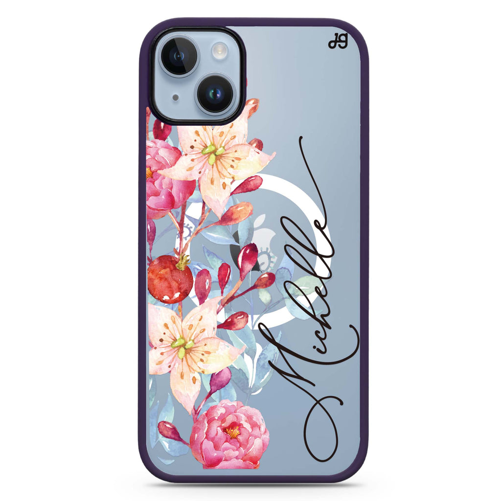 Pink Watercolor Floral Bouquet iPhone 14 Plus Magsafe 兼容防衝擊保護殼