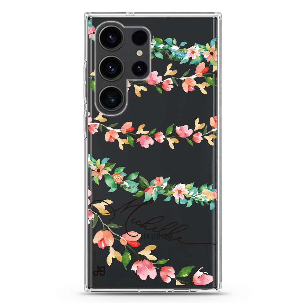 Pink Vine Samsung Galaxy Ultra 可加名字透明保護殼，適用 S26/S25/S24/S23 Ultra，圖1